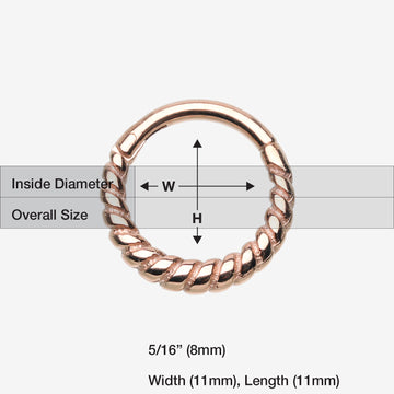 Detail View 1 of Rose Gold Classic Rope Seamless Clicker Hoop Ring
